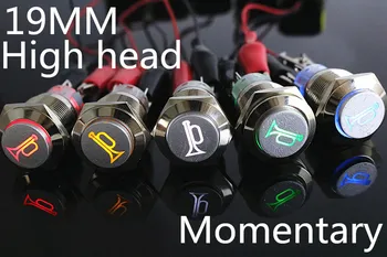 

19mm Alumina Momentary switch car speaker horn buttonswitch metal Led logo light latching fixed button switch High head