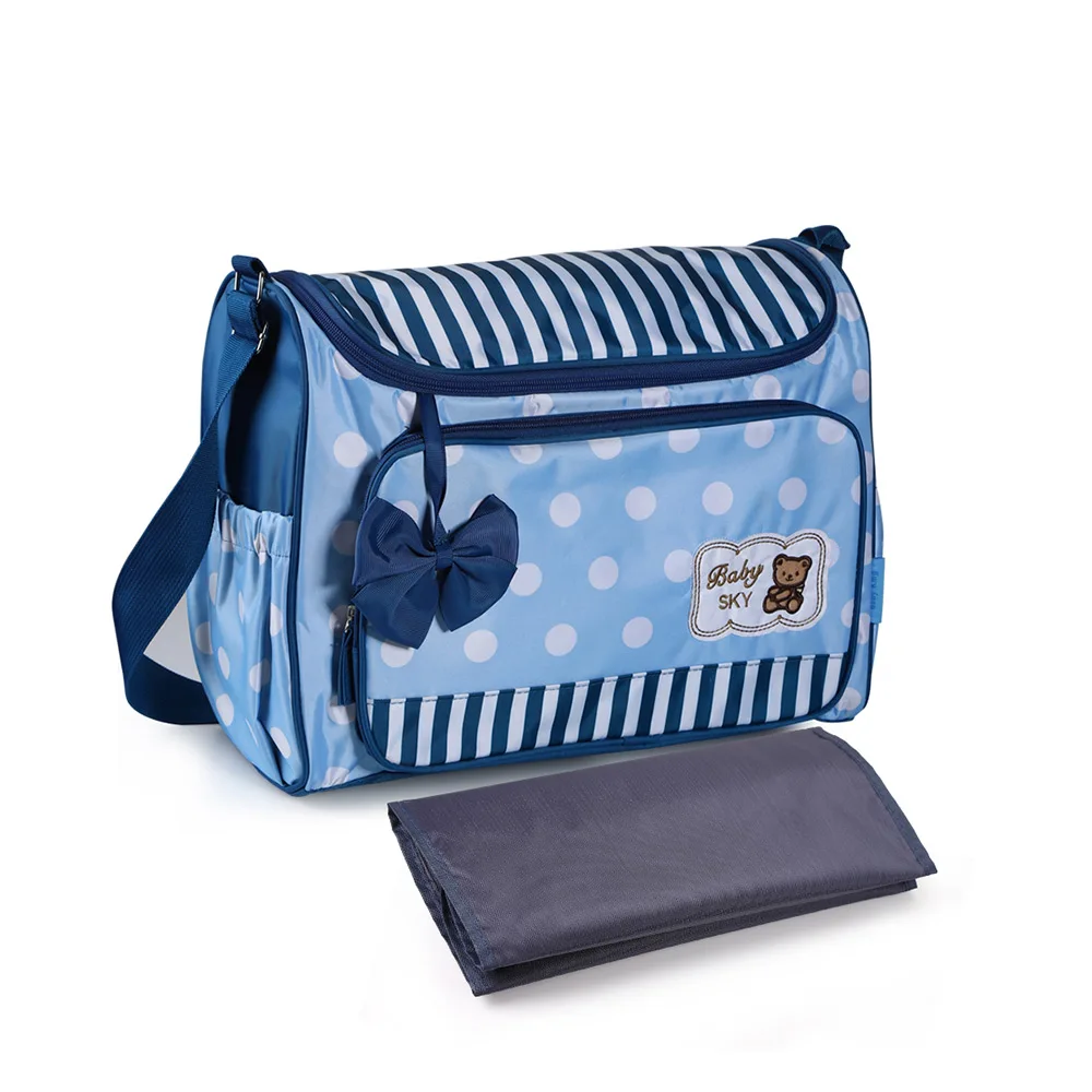 Детская сумка для подгузников для мам, сумка для подгузников для мам, брендовая сумка для путешествий, сумка для кормления в горошек, сумка для ухода за ребенком, сумка для детских подгузников - Цвет: Blue