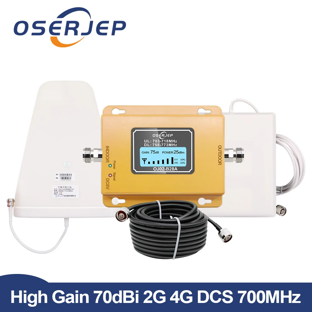 

B28A 700mhz LCD Display Powerful Cell Phone Signal Booster 70dB Gain 4G LTE 700 Signal Repeater Amplifier Internet