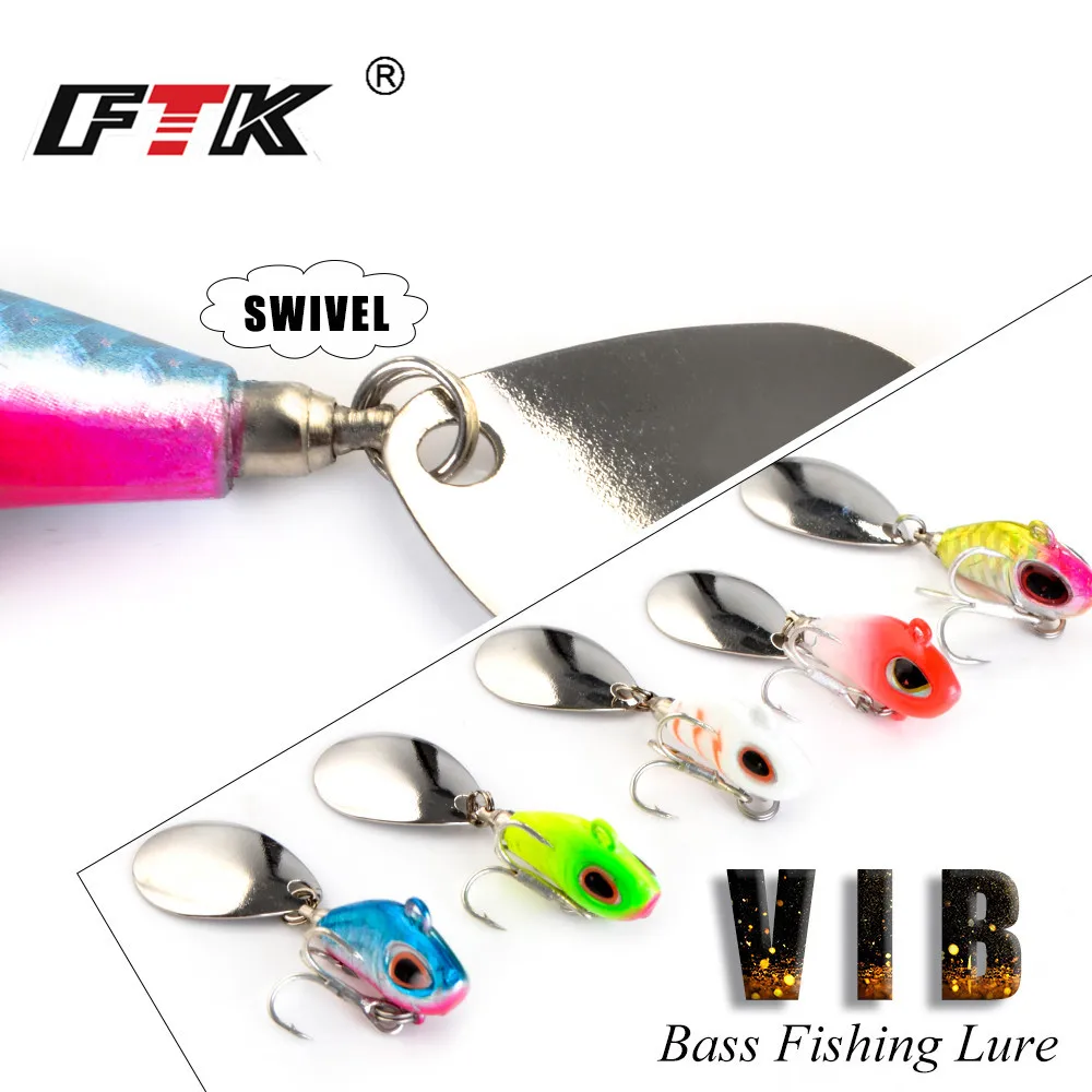 

FTK 5colors Metal Mini VIB Minnow With Spoon Fishing Lure 10g 15g Fishing Tackle Pin Crankbait Vibration Spinner Sinking Bait