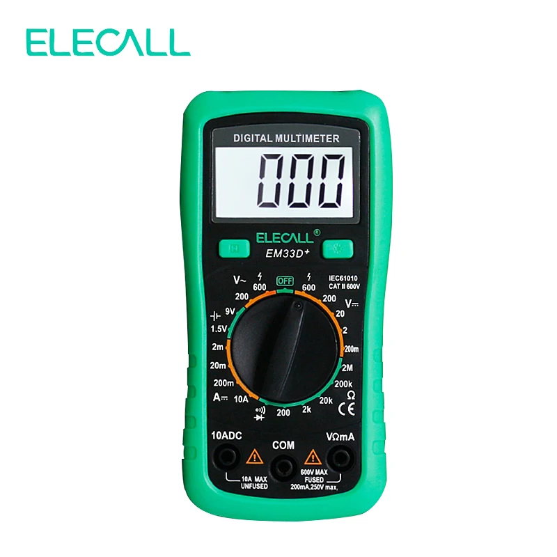 Мультиметр ELECALL 3 1/2 EM33D+ AC/DC 600 в зеленая Защитная крышка подсветка Удержание данных тестер напряжения батареи защита от перегрузки