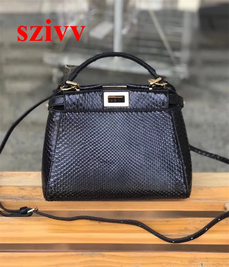 

100% Genuine snakeskin Leather Luxury Handbags Bags Designer Crossbody Bags For Women Famous Brand Runway full handmade 091716