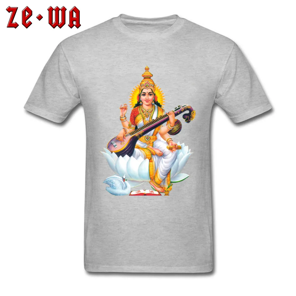 Custom shiva ganesha saraswati201897Y O Neck Tshirts Summer Autumn Tees Short Sleeve for Men Cute Pure Cotton Printing T Shirts shiva ganesha saraswati201897Y grey
