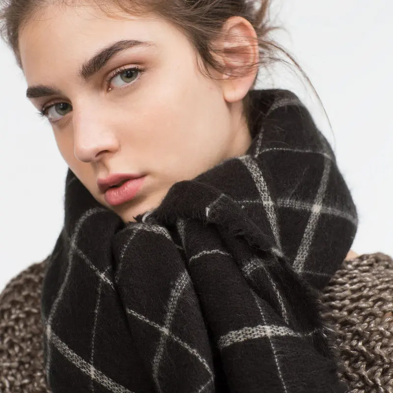 

American autumn and winter Black Checked scarf white checked square scarf 48 imitation cashmere scarf shawls wholesale