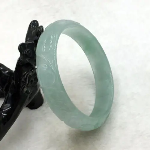 

2505 China Beautiful Hand-carved Green Jadeite Jade Gems Bracelet Bangle
