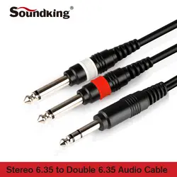 Soundking профессионального аудио кабель стерео 6,35 мм 1/4 "jack 2*6,35 мм кабель мужчинами для гитары микшер-усилитель Бесс B28