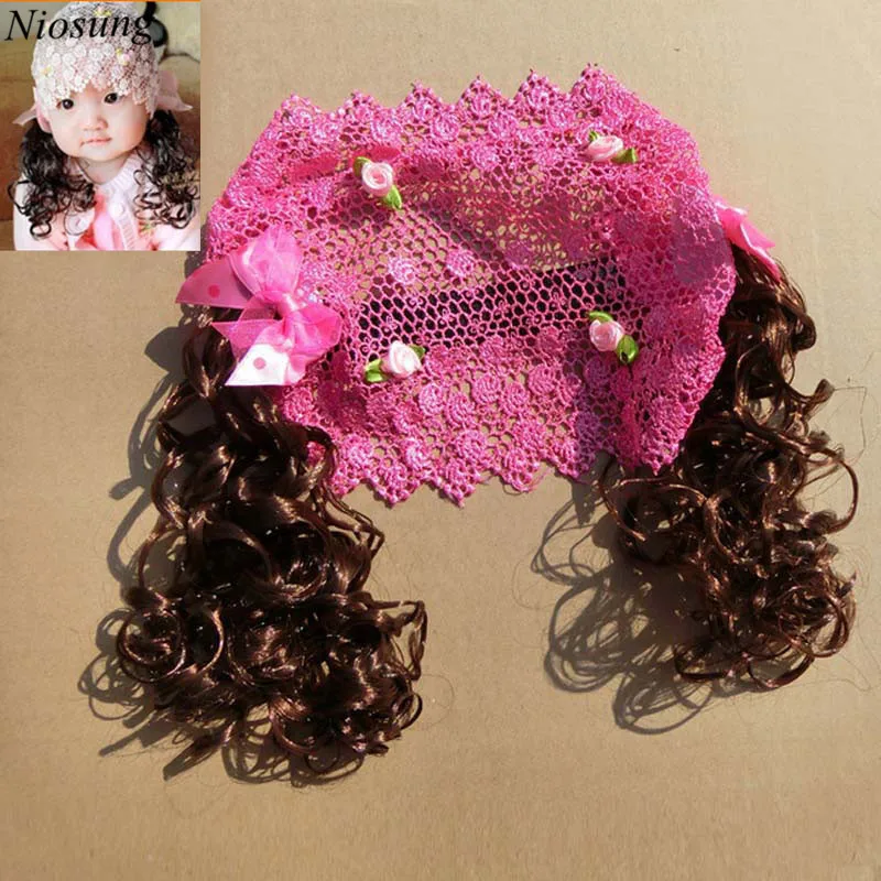 Online Niosung Lucu Babys Gadis Bunga Kepala Band dengan ikal Kecil Anak anak Putri Fotografi Bando Pink Anak Rambut Aksesoris s
