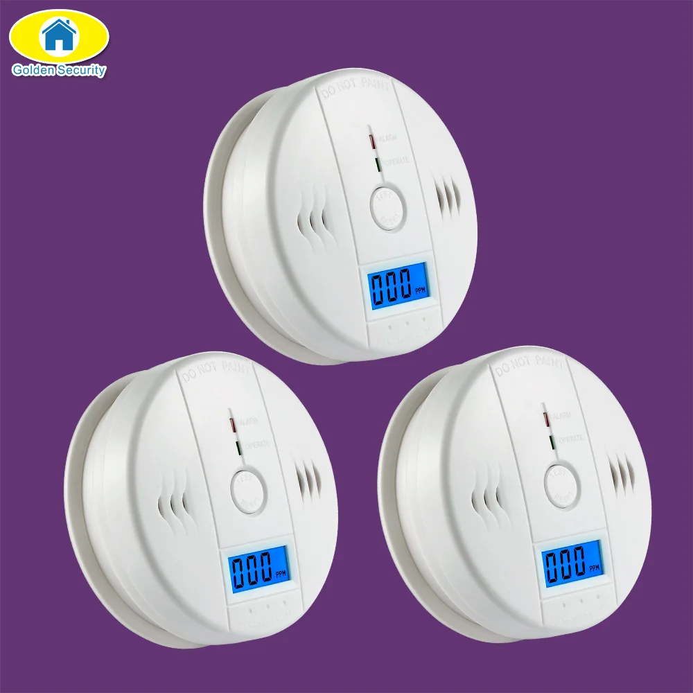 

Golden Security 3Pcs LCD Photoelectric Independent CO Gas Sensor Carbon Monoxide Poisoning Alarm Wireless CO Detector for Home