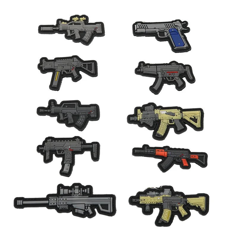 

Tactical 3D PVC Morale Military Armband Stickers Military Enthusiasts Personality Tactical Backpack Stickers Mini Weapon Patch