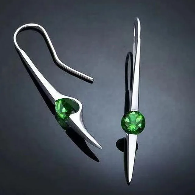 Ювелирные серьги Brinco ручной работы Простые Длинные пусеты минималистичные Винтажные Ювелирные изделия Oorbellen серьга с зеленым камнем для женщин O3M093 - Окраска металла: green earrings