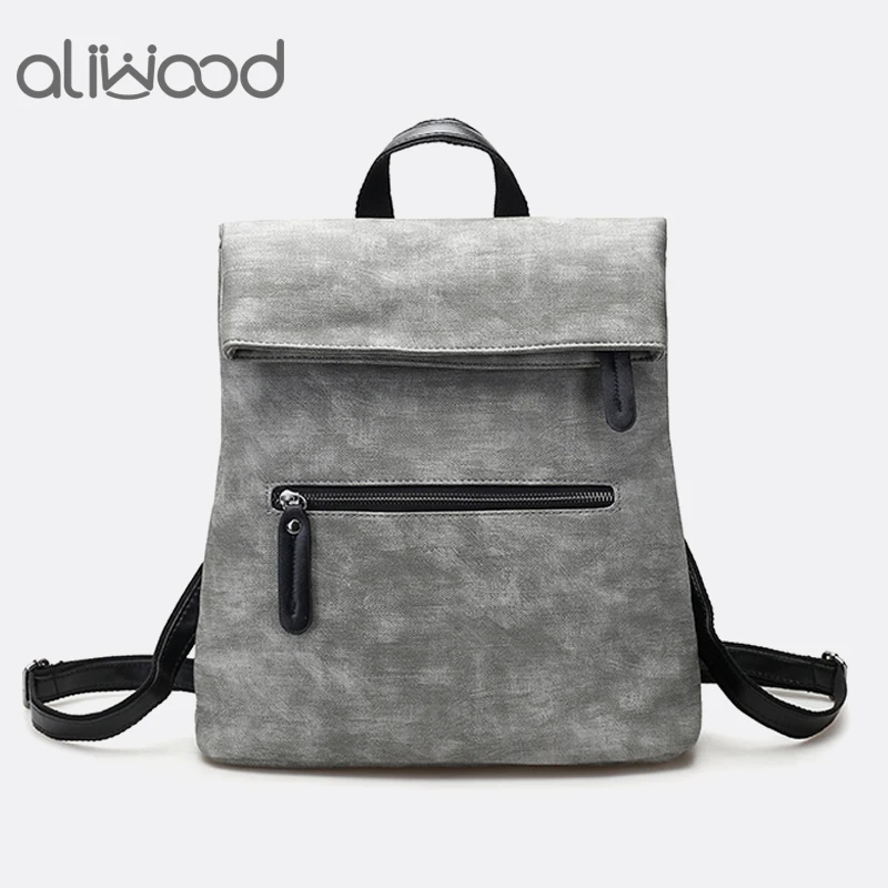 

Aliwood Retro Simple Backpack for Women PU Leather Brand Black School Bags for Adolescent Girls Female Daypacks Mochila Feminina