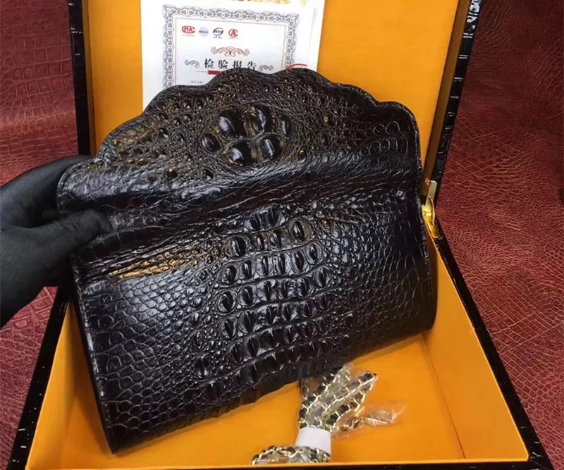 Модная дизайнерская женская сумочка из натуральной крокодиловой кожи, женская сумочка с клапаном, серая Сумочка, настоящая крокодиловая кожа, женская сумка через плечо