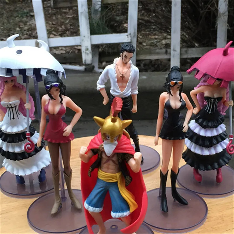 

1pc/lot Anime Cartoon One Piece Figures Luffy/Nico Robin/Dracule Mihawk/Perona PVC Action Figures Toys For Kids 14cm