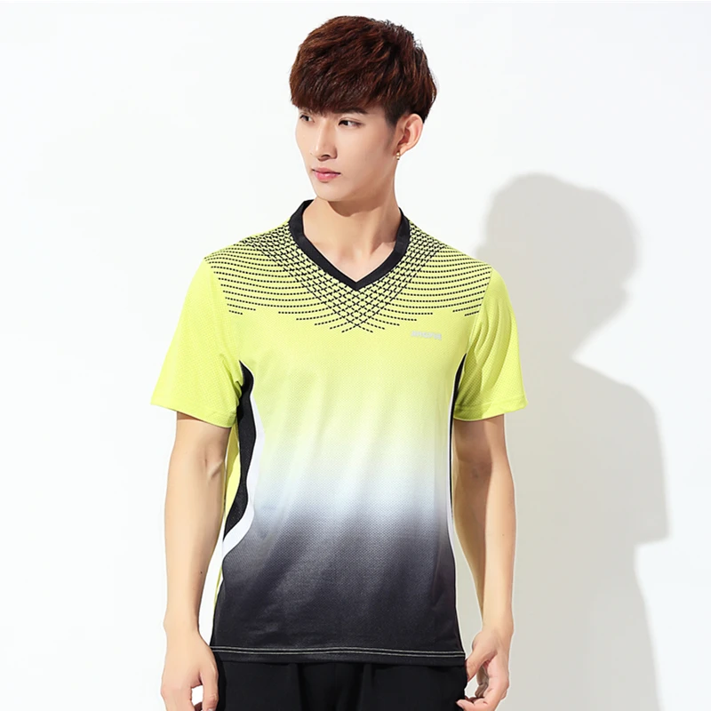 Новая рубашка для бадминтона, мужская рубашка с коротким рукавом, быстросохнущая спортивная рубашка для тенниса, рубашка высокого качества