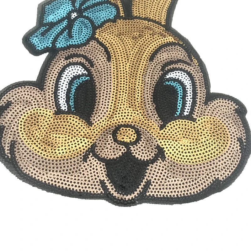 2 шт./лот мультфильм кролик блестками вышивать на пачках DIY шитье ремонт животных аппликации блёстками патч для одежды