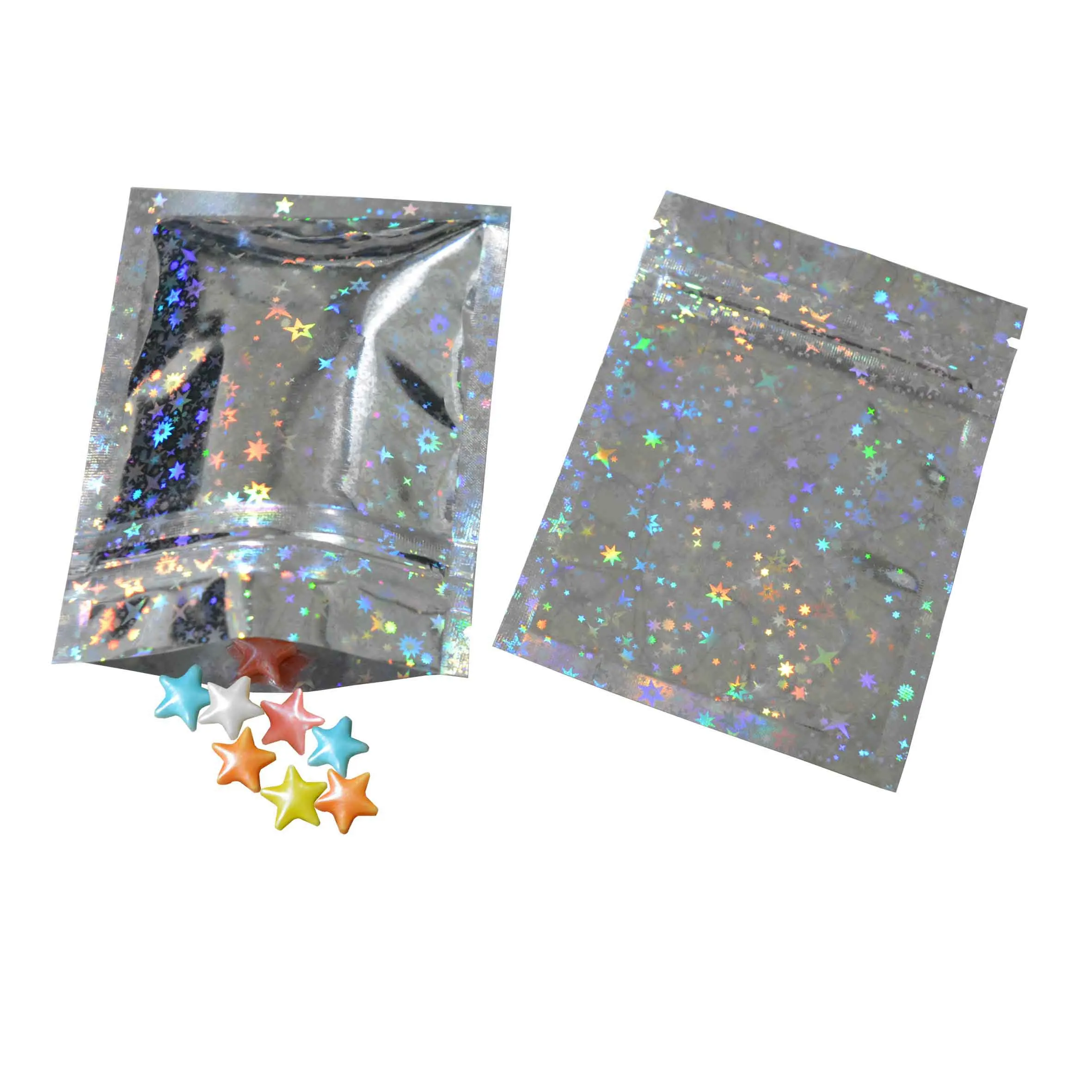 8,5x13 см(3,3 ''x 5,1'') подарочные пакеты с замком-молнией, пакеты с замком для чая, влагостойкие пакеты для закусок - Цвет: Star Hologram