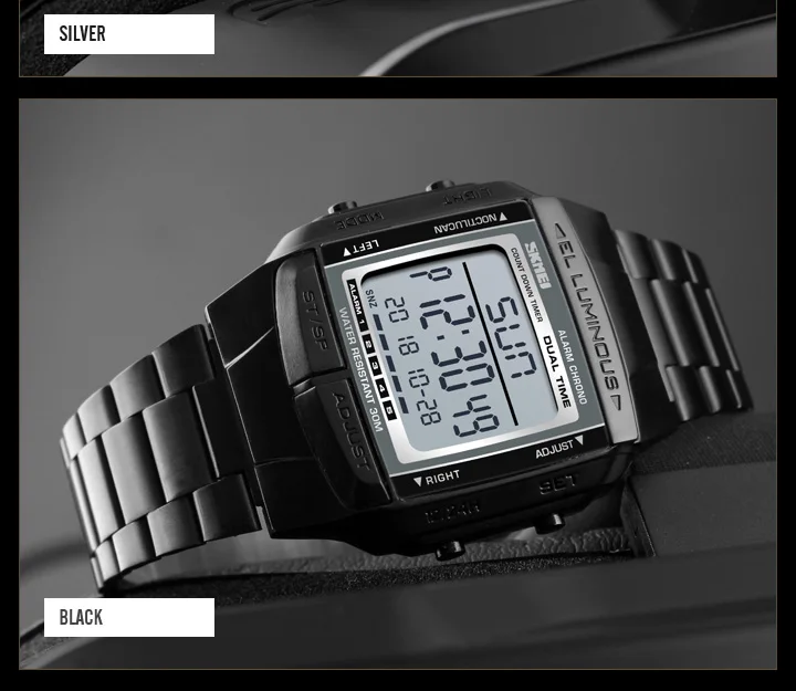 Skmei электронный светодиодный цифровые часы мужские роскошные Брендовые мужские спортивные часы мужские водонепроницаемые золотые часы из нержавеющей стали Relogio Masculino