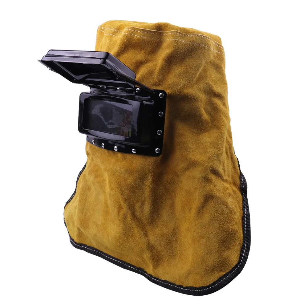 

AU New 1PC Golden 25 Inch Welding Mask Filter Lens Leather Welder Work Security Protective Mask Comfortable Hood Helmet Tool