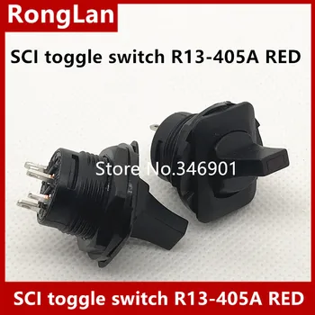 

[SA]Electronic switch Taiwan New SCI black flat handle toggle switch R13-405AL / R with LED3V red open--50pcs/lot