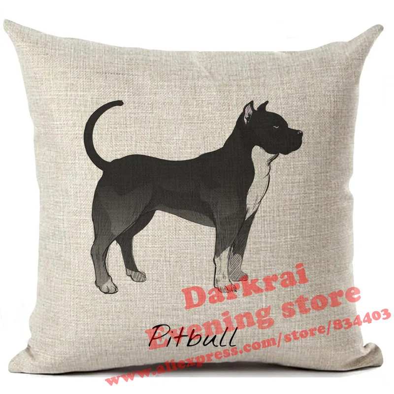 Cushion Cover Labrador Corgi Doberman Printed Linen Pillows Cover Car Sofa Decorative Throw Pillows Home Decoration Pillow Case - Цвет: 7