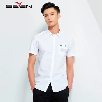 

Seven7 Brand Casual Fashion Print Simple Style Men Shirt Luxury Male High-Quality Short Sleeved Turn-Down Collar Shirt 114A30080