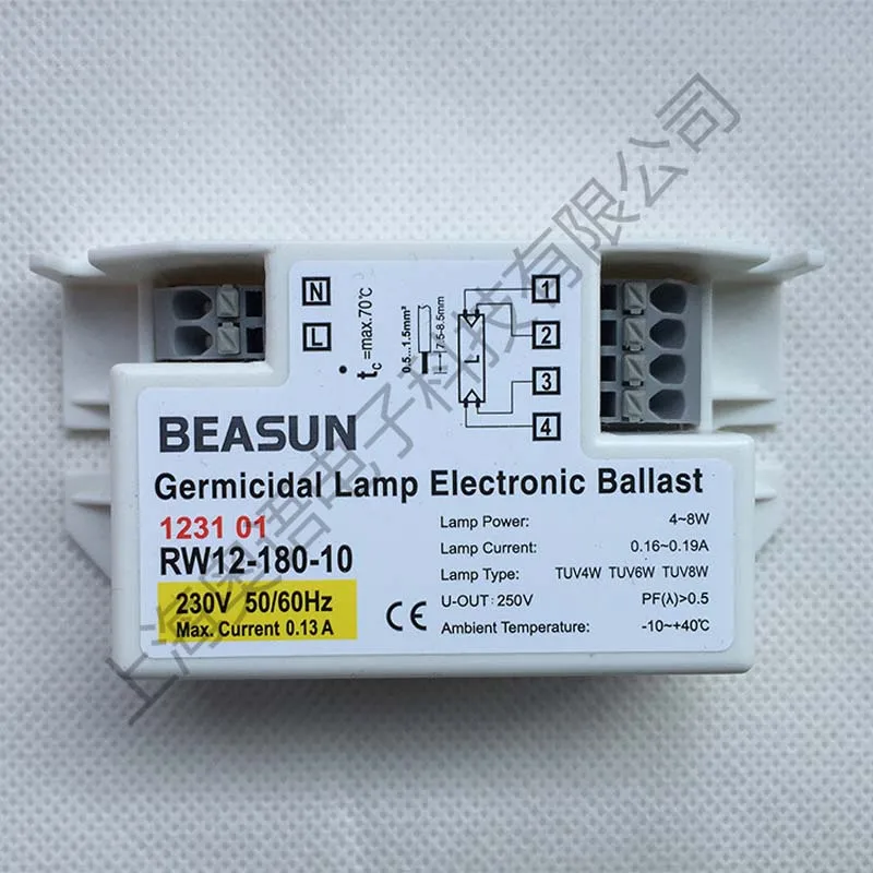 RW12 180 10 Germicidal Lamp Electronic Ballast 230V 120V 4W 6W 8W for