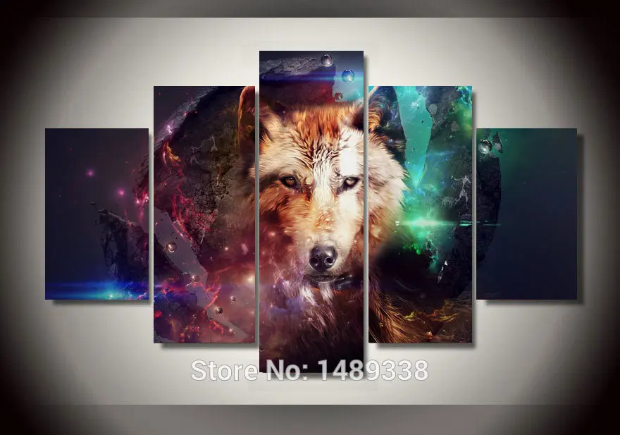 5-Panel-Wolf-Group-Painting-Children-s-room-decor-print-poster-picture-canvas-Free-shipping-arabic