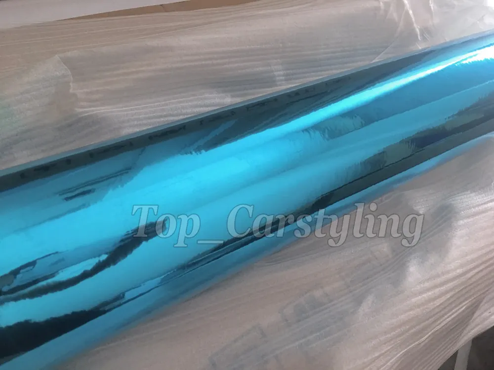Light blue stretchable chrome mirror flexible hexis chrome wrap foil gloss (5)