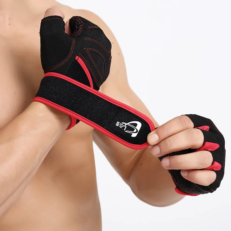 

S-XL Gym Gloves Sport Exercises Weightlifting Bodybuilding Breathable Anti SlipTraining Fingerless Dumbbells Fitness Men Gloves