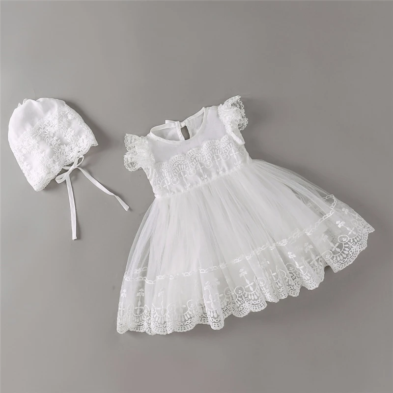 Baby Christening Gowns Infant Baby Girl White Lace Dress Baptism For