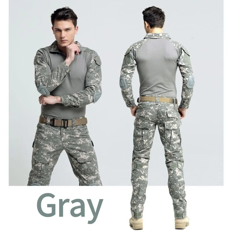 Уличная спортивная военная форма Мультикам армейская боевая рубашка Униформа тактические брюки Камуфляжный костюм охотничьи брюки с наколенниками
