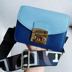 2019 для женщин пояса из натуральной кожи мини Panalled сумки синий сумка в стиле петчворк леди плеча курьерские Сумки Beautifu сумка
