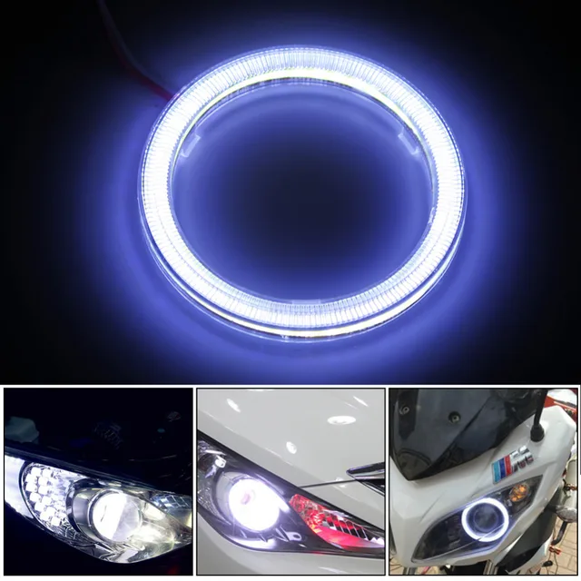 2 pieces halo led rings angel eye car headlight cob 60 70 80 90 100