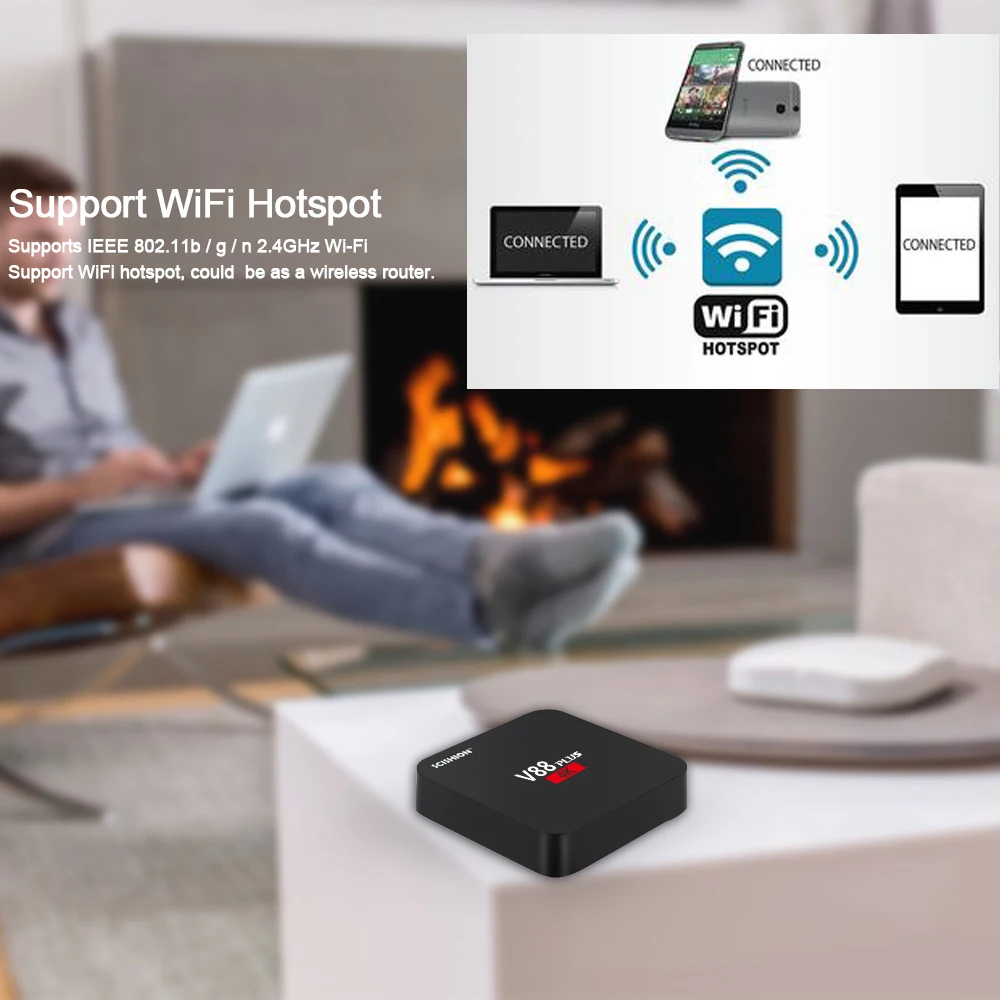 SCISHION V88 Plus Android tv BOX 2 ГБ 8 ГБ Android 6,0 Rockchip 3229 четырехъядерный WiFi Поддержка Bluetooth H.265 телеприставка мини-ПК