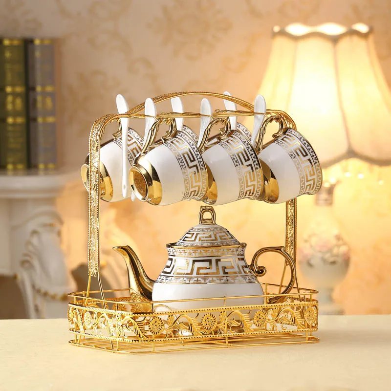 الأوروبي كوب شاي سيراميك وصحون الصينية العاج الذهب...