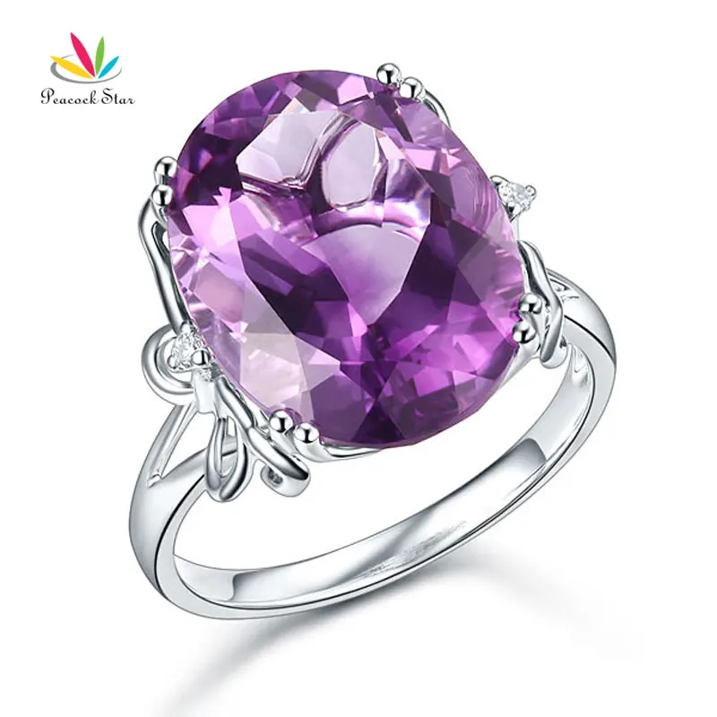 

Peacock Star 14K White Gold Luxury Anniversary Ring 8.3 Ct Oval Purple Amethyst Diamond