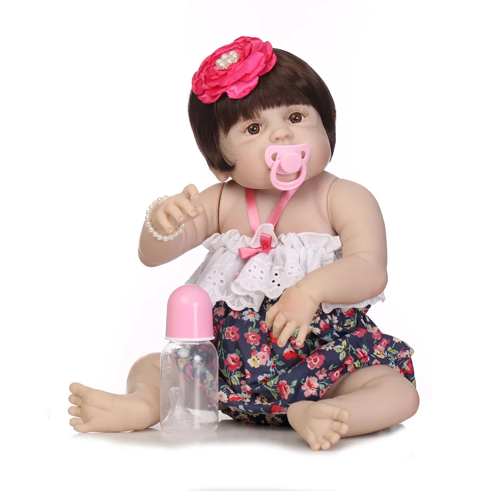 

23 Inch 57cm Full Silicone Body Reborn Baby Doll Girls Handmade Baby Doll Fashion Kid Toy Waterproof Boneca Model Birthday Gift