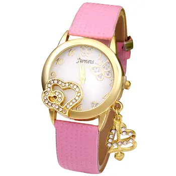 

2018 new fashion Heart-shaped butter flies decorate pendant belt bracelet Cupid watch woman clock women's watches quartz wristw