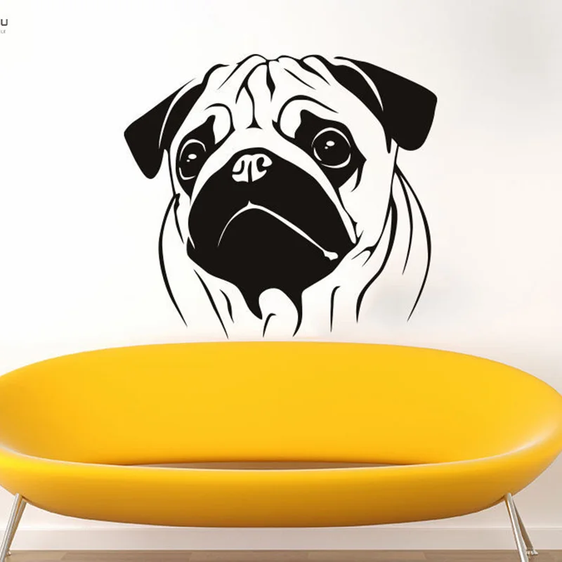 Pet Shop стены Стикеры мопса Животные ветеринарный декор настенные наклейки с