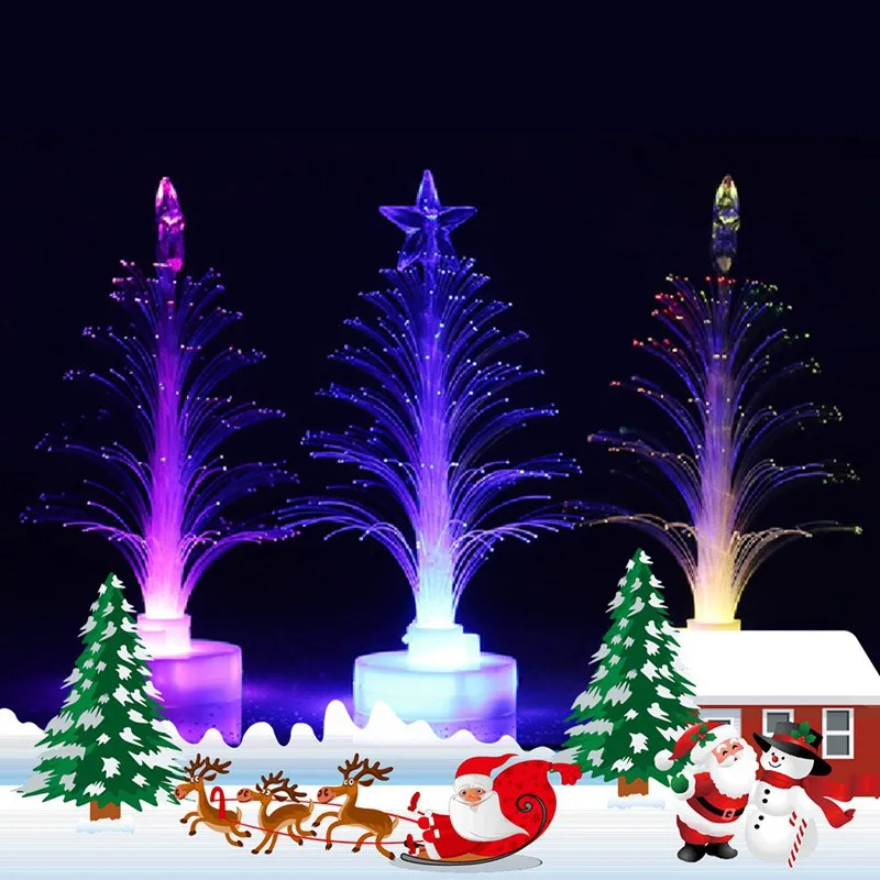 Оптовая продажа 1 шт светодиодный Рождество волокна дерева красочный свет лампы для детей Рождественский подарок-оптические Ночная