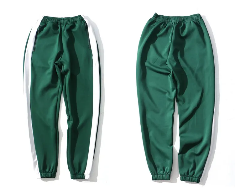 GONTHWID/шаровары; мужские брюки в полоску на молнии сбоку с карманами; спортивные брюки; коллекция года; сезон осень; модные спортивные брюки с эластичной резинкой на талии - Цвет: Green