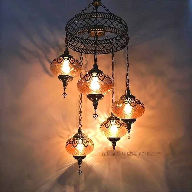 3/5 Heads Turkey ethnic customs Pendant lamp romantic Hotel cafe restaurant bar Pendant light living-room balcony stairs lampe