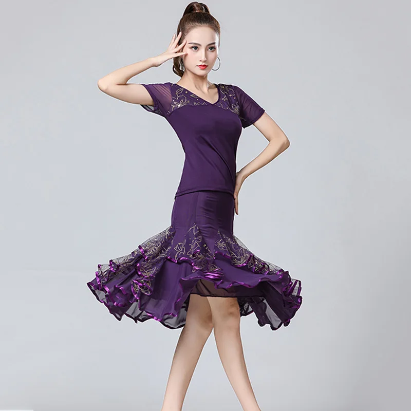 Women Ballroom Dresses Modern Standard Dance Wear Waltz Performance Dance Costume Ballroom Dance Competition Dresses - Цвет: Purple