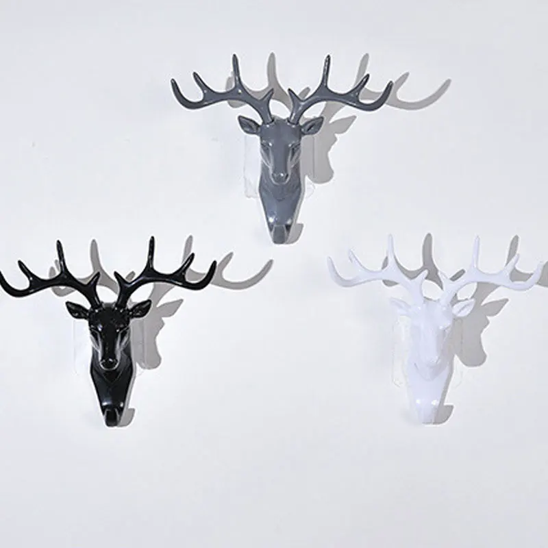Creative Hook Vintage Deer Head Antlers for Hanging Clothes Hat Scarf Key Deer Horns Hanger Rack Wall Decoration