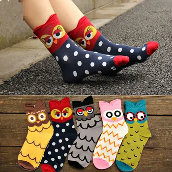 

12pair/lot Anyongzu Sock New Summer Day Cartoon Ladies Cotton Socks Owls Cute Solid Wholesale 22cm