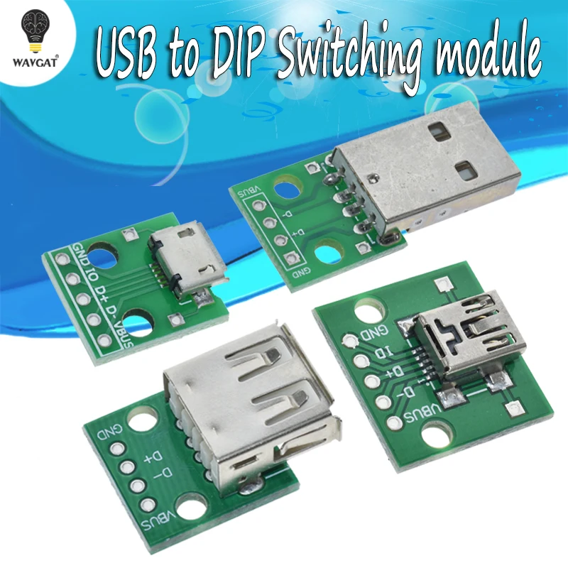 Переходник USB типа А мама для DIP адаптера 2 54 мм мини микро плата модуля