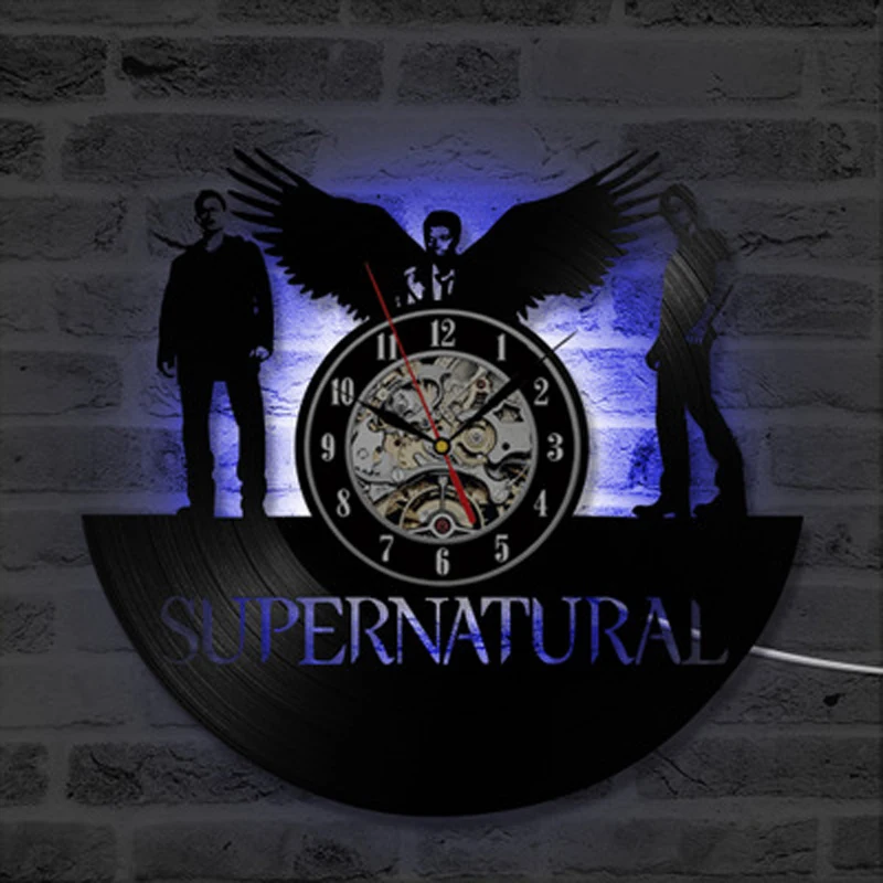 

Vinyl Record Wall Clock Modern Design Wall Supernatual Movie Theme LED Clocks Wall Watch Home Decor Gift for Supernaturals Fans