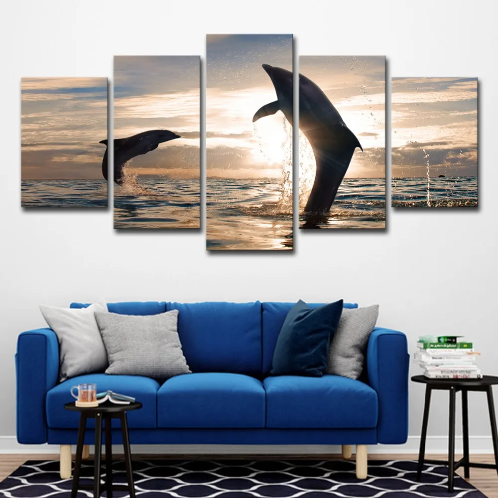 5P2249-HD Printed beautiful playful dolphins Painting Canvas Print room decor print poster picture canvas Free shipping (  (12)