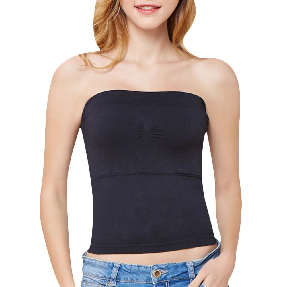 Women Underwear Tops Slim Strapless Tube Top Sexy Wrapped Bra Summer Fitness Bra Belt Wrapped Chest Long Seamless Top