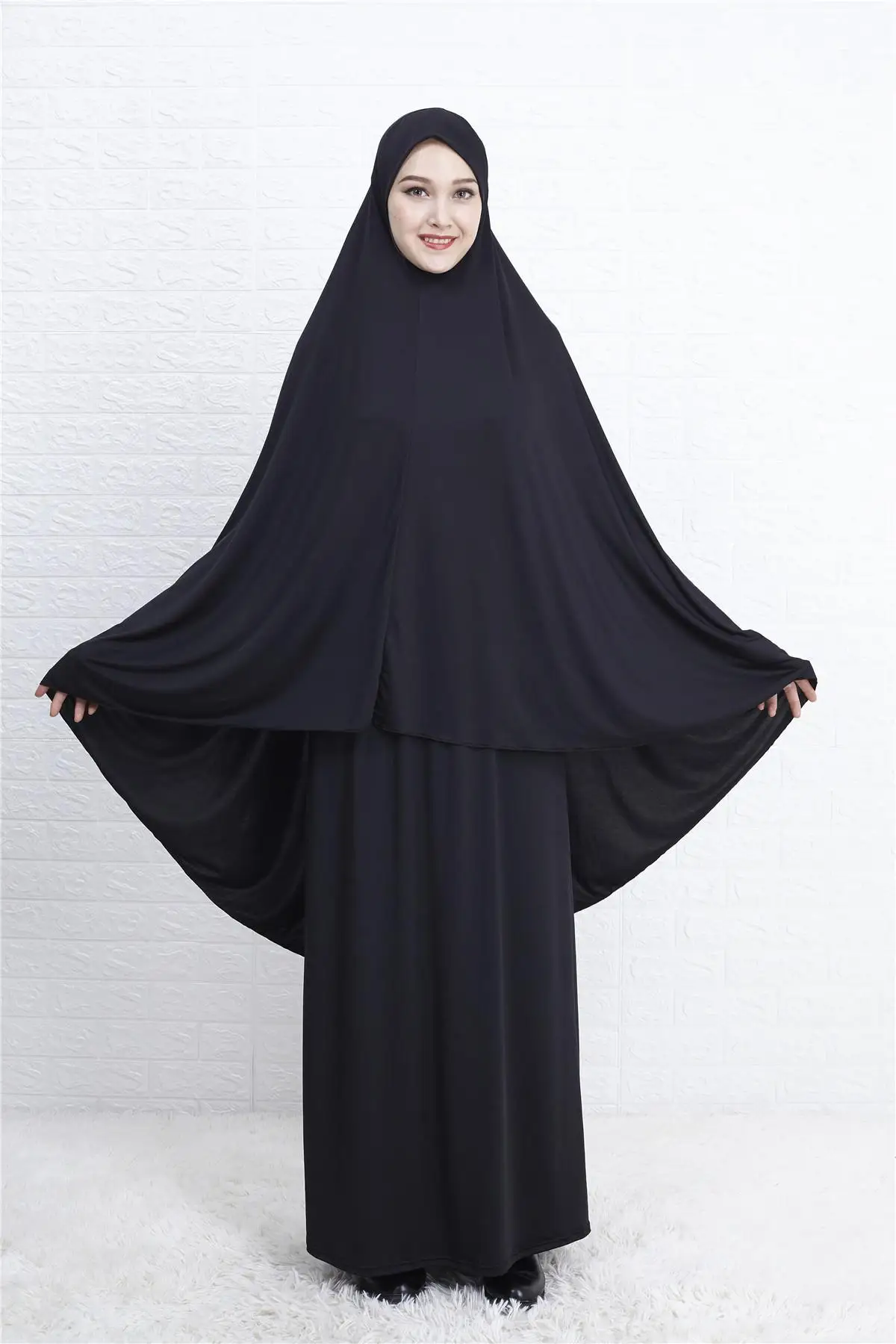 Женский комплект одежды для молитвы, мусульманский абайя джилбаб, длинное платье, арабский хиджаб, шарф, исламский Рамадан, верхний слой, полное покрытие, служба поклонения, Ближний Восток